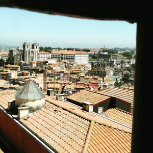 High angle view of townscape against sky