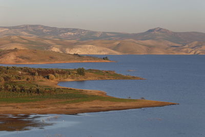 Scenic view of lake and mountains against sky, morocco fes 