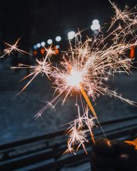 Firework display at night