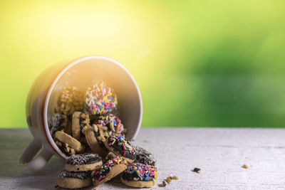 Close-up of food on table