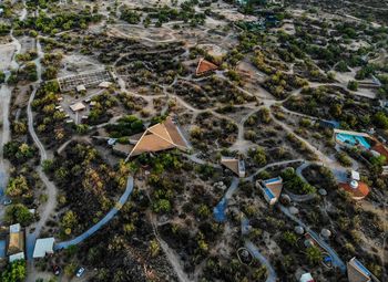 High angle view of buildings in city