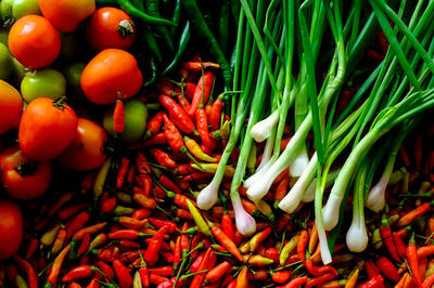 Close-up of red chili peppers for sale in market