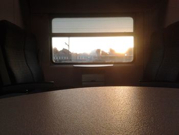 Close-up of seats in bus