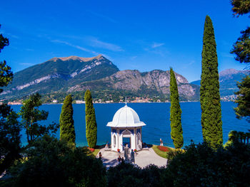 View of temple against blue sky