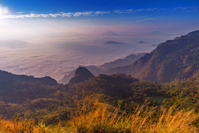 Scenic view of landscape against sky during sunset