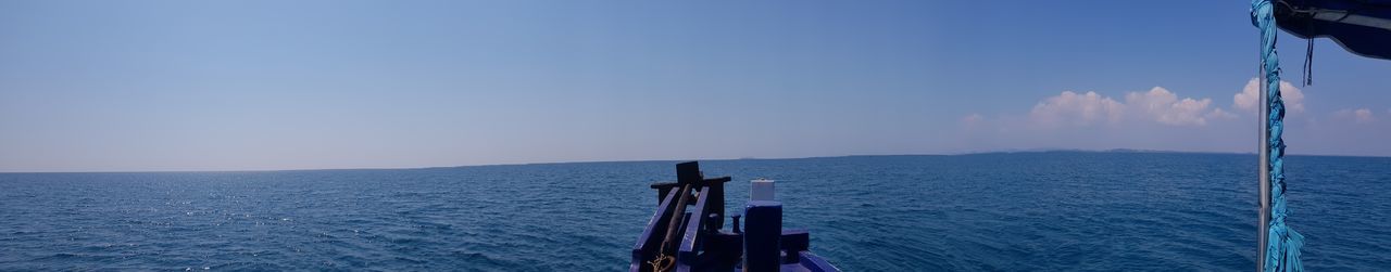 Scenic view of sea against blue sky