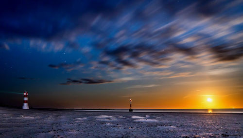 Scenic view of sea against sky at sunset