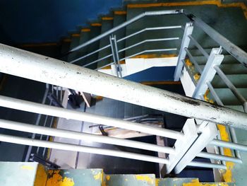 High angle view of staircase in factory