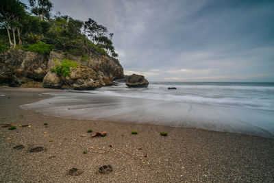 Scenic view of beach against sky