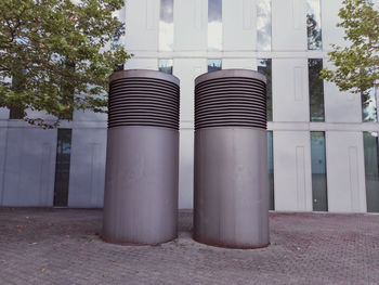 Row of building on street against wall