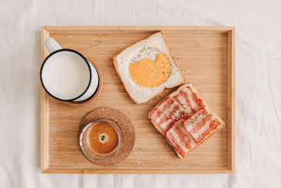 High angle view of food on cutting board