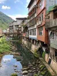 River amidst buildings against sky