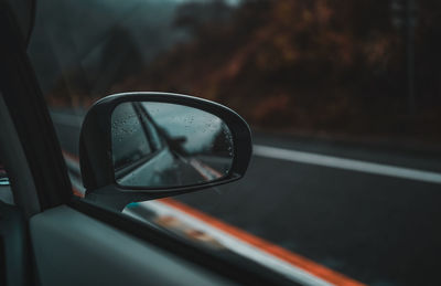 Close-up of side-view mirror