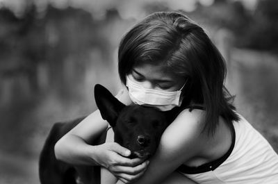 Portrait of girl with dog