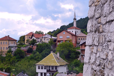 Panoramic view from old castle over travnik during summer, bosnia and herzegovina