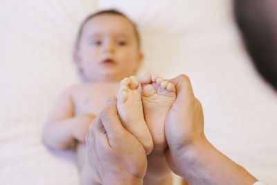 Close-up of baby hand