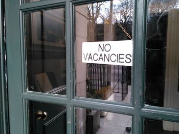 Text on glass window