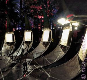 View of illuminated building