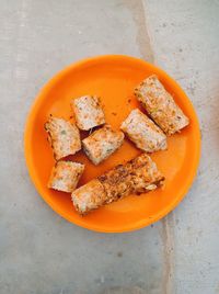 High angle view of food in plate