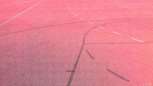 High angle view of basketball court