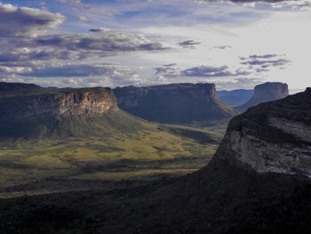 Scenic view of mountains against sky