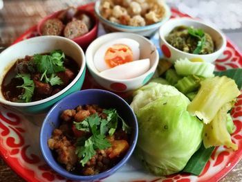 Close-up of food in bowls on table