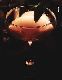 Close-up of wineglass on table