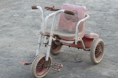 Close-up of abandoned motorcycle