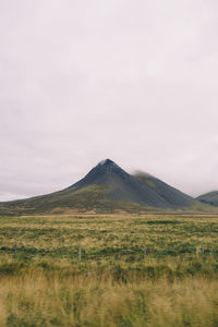 Mountain with fog in iceland during autumn