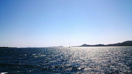 Scenic view of sea against clear sky