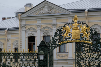 Low angle view of sculptures on building