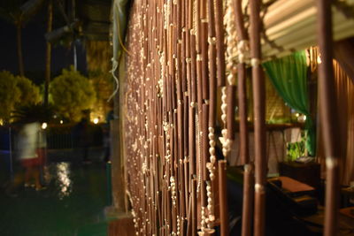Close-up of illuminated lights at night