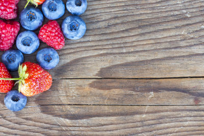 High angle view of fruits on table