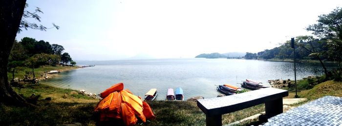 Scenic view of beach against clear sky