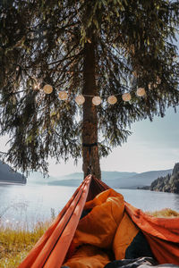 Scenic view of lake against sky