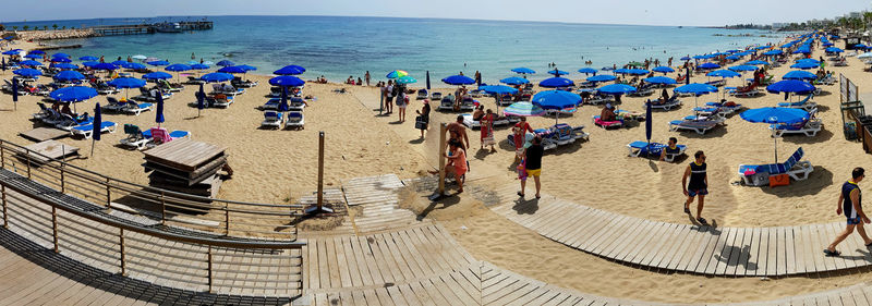 High angle view of people on beach