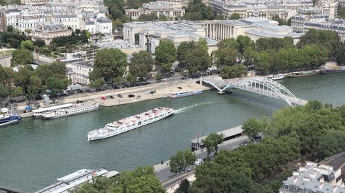 High angle view of bridge over river