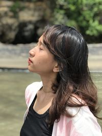 Portrait of a young woman in beach