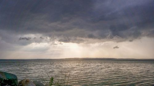 Scenic view of sea against cloudy sky