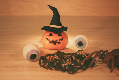 Full frame shot of pumpkin on table