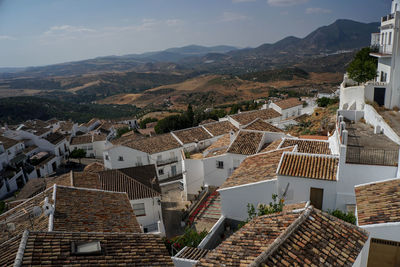 High angle view of townscape against sky