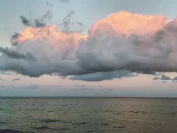 Scenic view of sea against sky at sunset