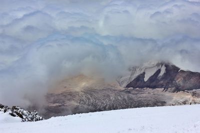 Scenic view of snow mountains against sky