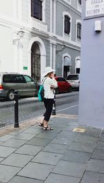 Woman walking on street