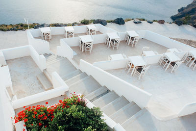 High angle view of potted plants on table