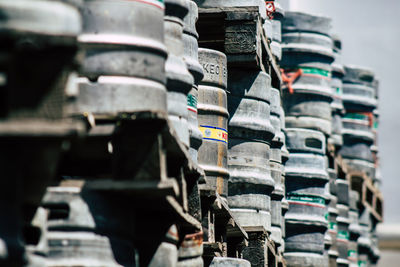 Close-up of old stack of building