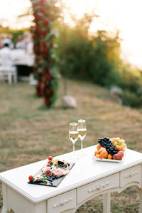 Close-up of place setting on table