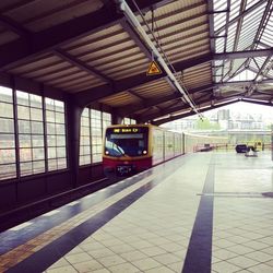 Train at railroad station platform