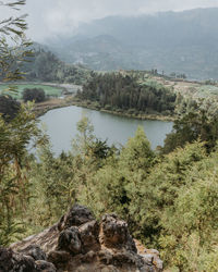 Scenic view of lake and mountains