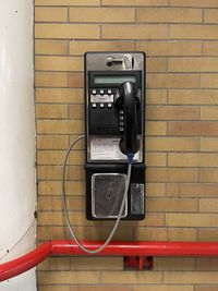 High angle view of camera on wall